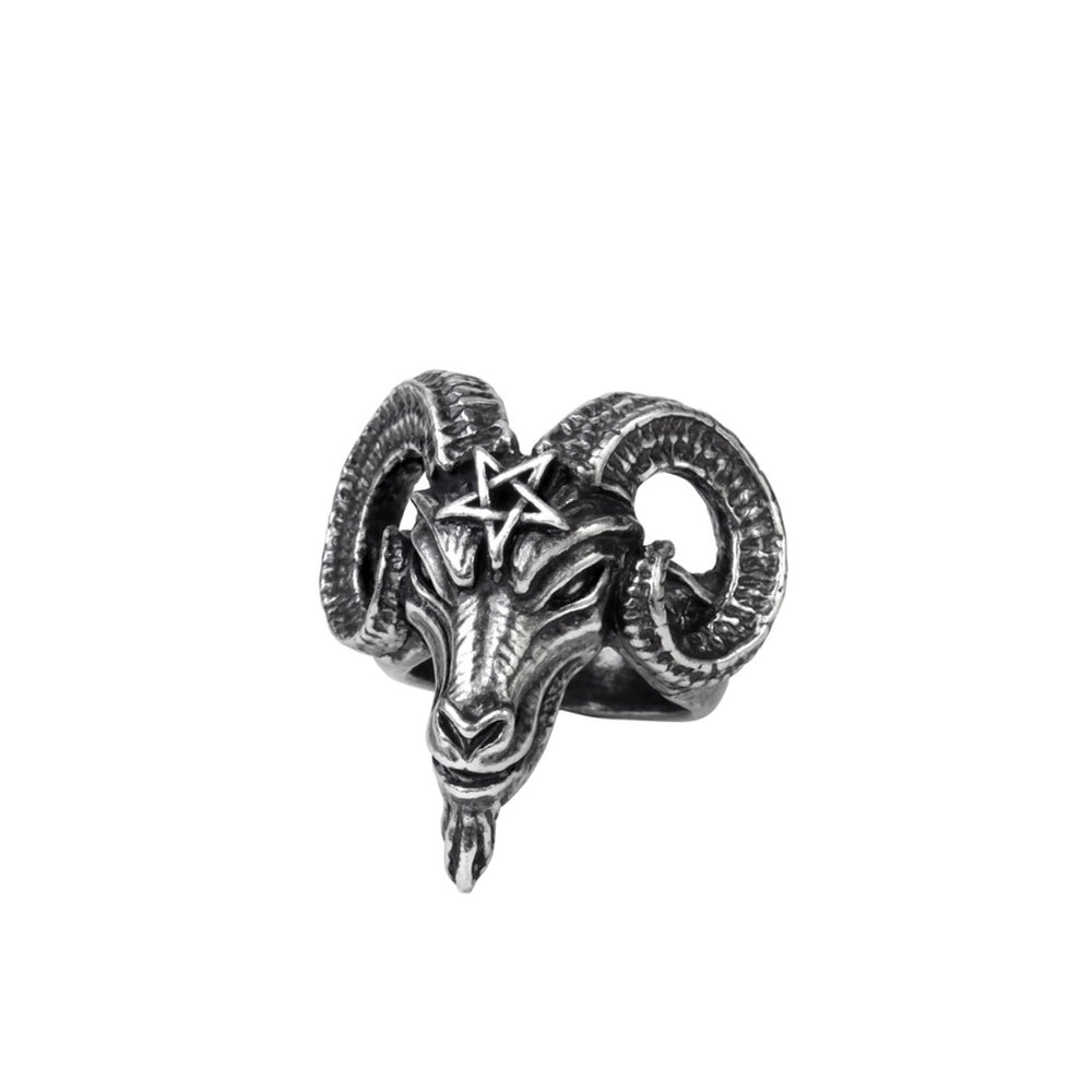 The Hail Baphomet-Ring showcases the goat-headed Baphomet symbol, representing duality and balance. This striking ring is crafted in fine pewter, ideal for embracing dark mysticism and esoteric wisdom.