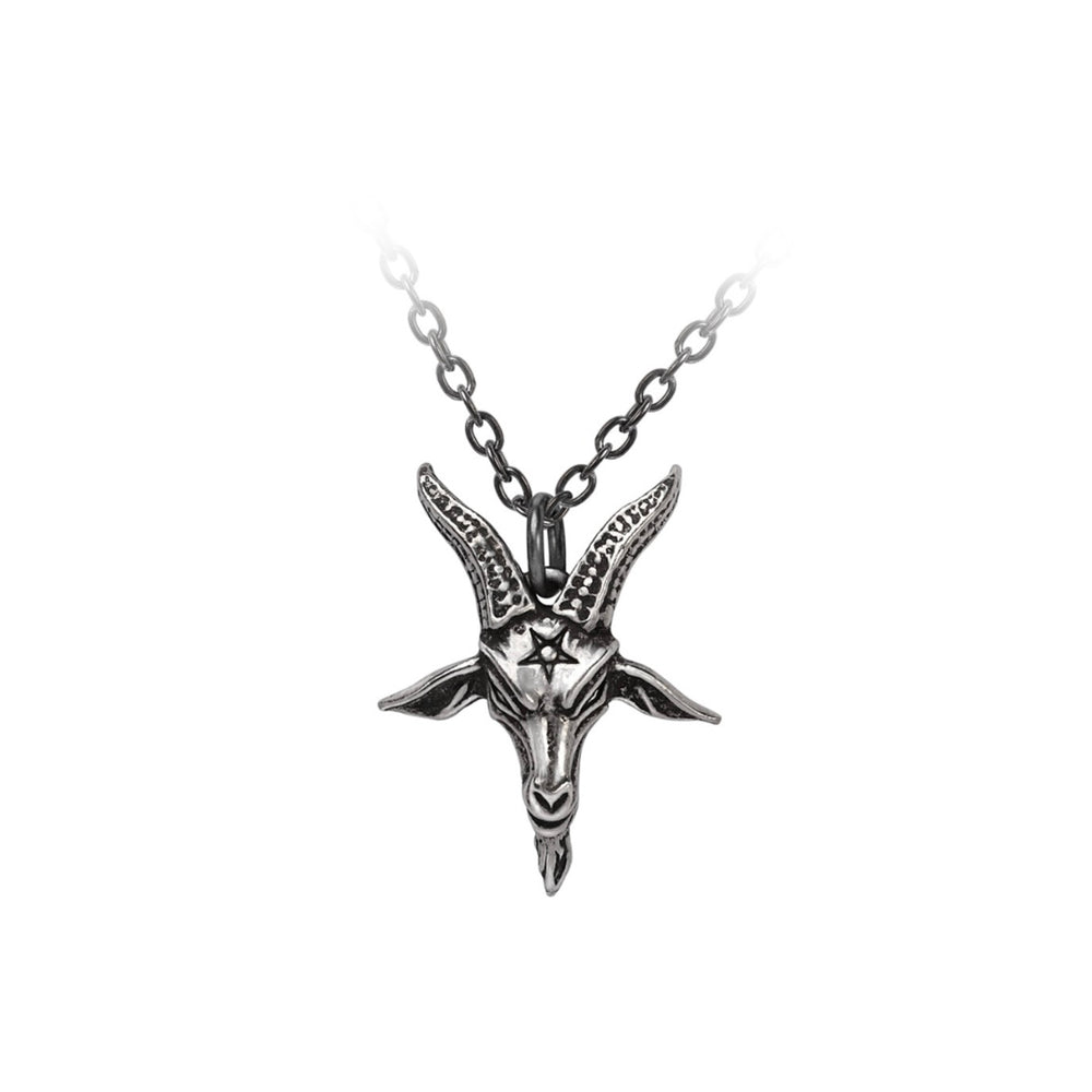 A subtle yet powerful Baphomet sigil pendant, symbolizing the blending of light and dark forces. This small, dark jewelry piece is perfect for daily wear and those who appreciate occult imagery.

