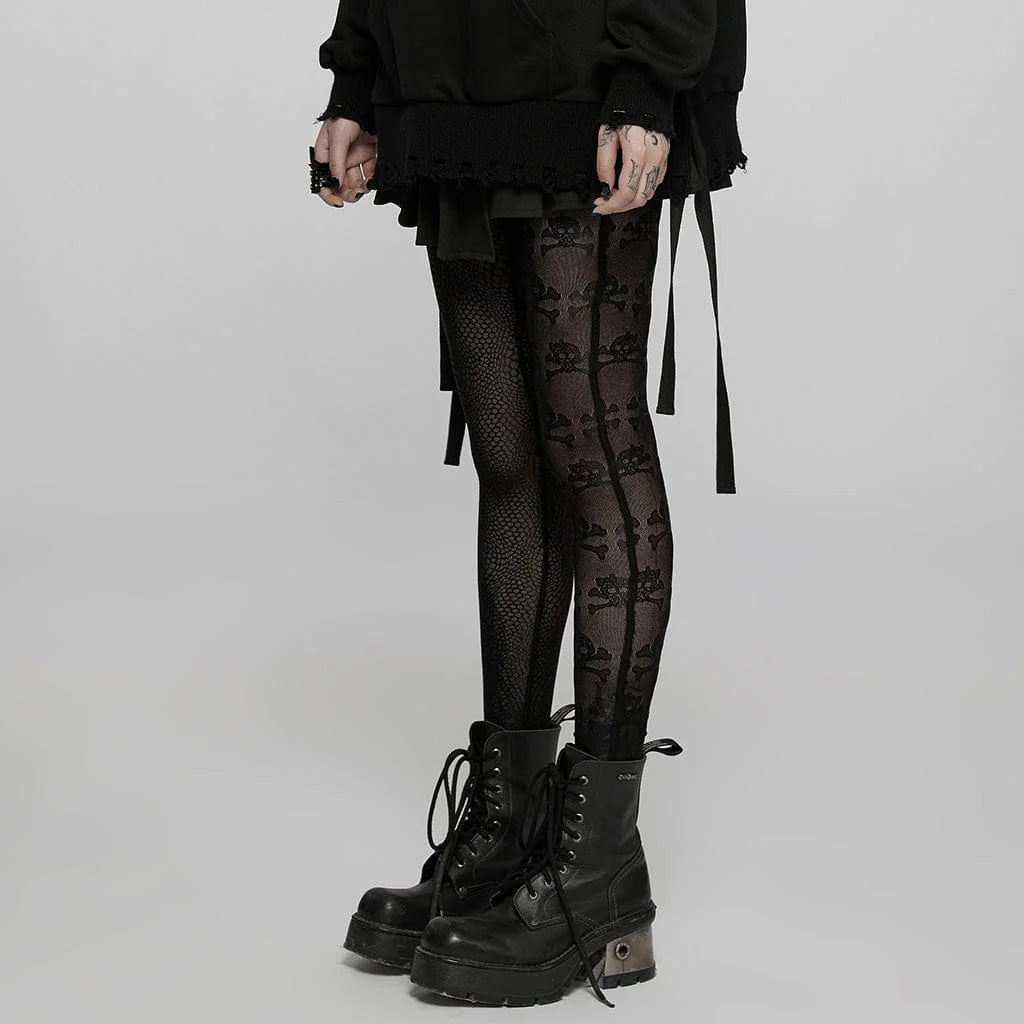 Side view of the Poisoned Beyond Repair Gothic Women's Leggings, highlighting the intricate snake texture design and sheer mesh panels, along with the high-quality fabric and elastic waistband.