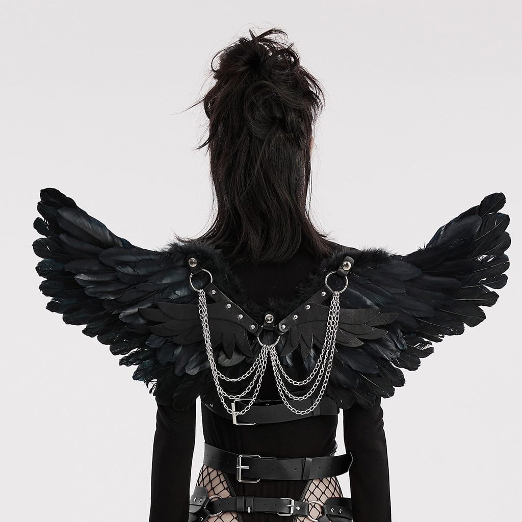 Back view of the Path To Decay Gothic Women's Harness, showcasing the multi-level leather construction and adjustable design for a secure and comfortable fit.

