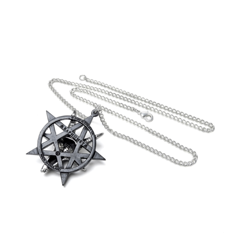 The Hail Baphomet-Pendant displays the iconic Baphomet symbol, framed by a pentagram and representing the balance of opposing forces. A dramatic piece for those drawn to occult symbolism and esoteric wisdom.