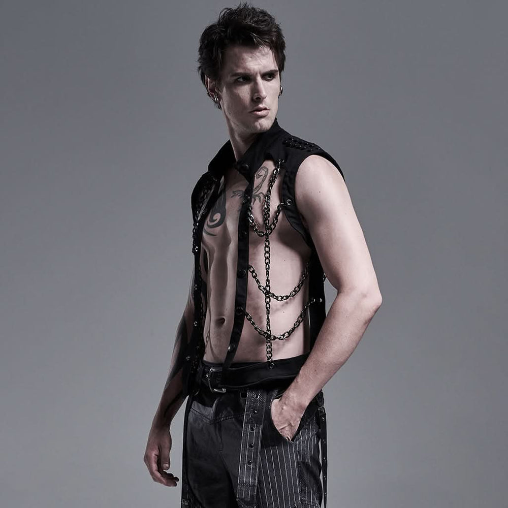 Side angle showing the contour of the jacket with chain details and fitted silhouette.