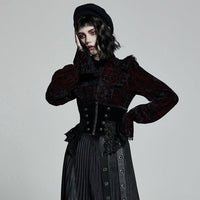 Front view of the Twin Flame gothic corset showcasing the front zipper detail and structured underbust design.